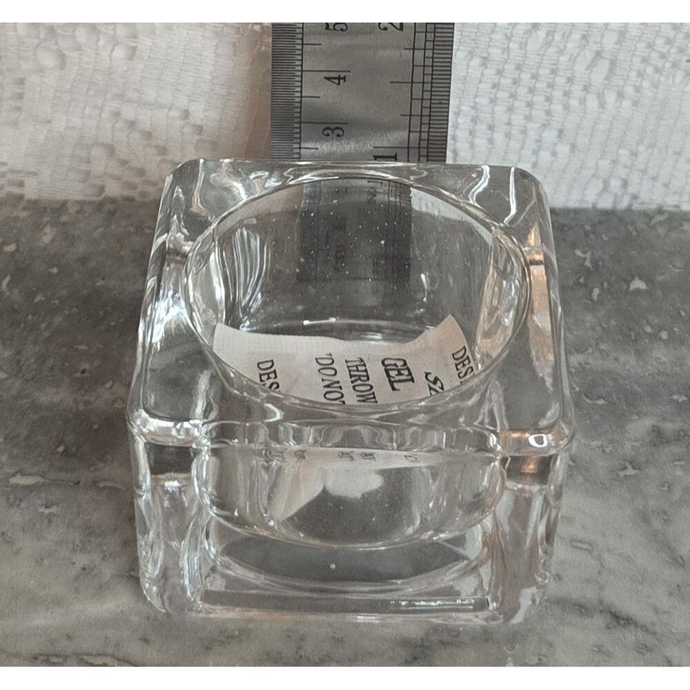 Gold Canyon Polished Square Tealight Glass Candle Holders Clear Heavy Glass NIB